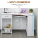 L-Shaped Corner Computer Desk w/ 2 Shelves Wide Worktop Keyboard Tray Drawer &amp; CPU Stand Home Office Study Bedroom Furniture Whi