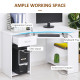 L-Shaped Corner Computer Desk w/ 2 Shelves Wide Worktop Keyboard Tray Drawer &amp; CPU Stand Home Office Study Bedroom Furniture Whi
