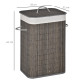 Laundry Basket with Flip Lid and String Handles, Collapsible Hamper Removable Lining Board Base Foldable Water-Resistant Dirty C