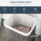 Laundry Basket with Flip Lid and String Handles, Collapsible Hamper Removable Lining Board Base Foldable Water-Resistant Dirty C