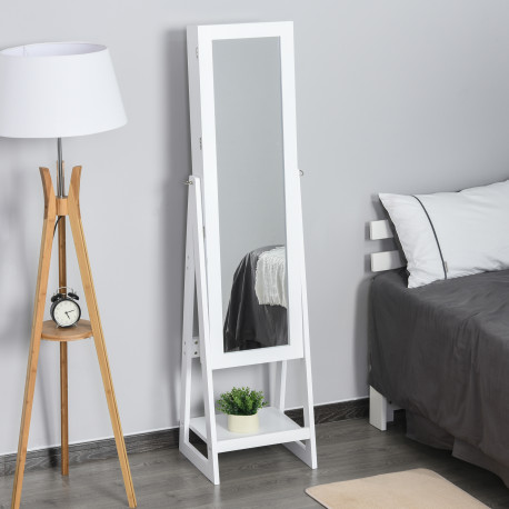 Jewellery Cabinet, Standing Mirror with LED Lights, Full-Length Mirror with Storage Drawers, Hooks and Shelves, Make-Up Armoire,