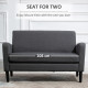Linen Modern-Curved 2-Seat Sofa Loveseat w/ Thick Cushion Wood Legs Foot Pads Single Compact Home Furniture Grey