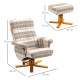Linen Swivel Recliner Chair with Footstool, Wooden Base and Storage for Living Room, Multicolour