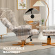 Linen Swivel Recliner Chair with Footstool, Wooden Base and Storage for Living Room, Multicolour