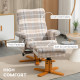 Linen Swivel Recliner Chair with Footstool, Wooden Base and Storage for Living Room, Multicolour