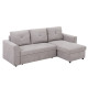 Linen-Look &#039;L&#039; Storage Sofa Bed - Light Grey