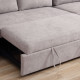 Linen-Look &#039;L&#039; Storage Sofa Bed - Light Grey