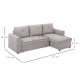 Linen-Look &#039;L&#039; Storage Sofa Bed - Light Grey