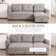 Linen-Look &#039;L&#039; Storage Sofa Bed - Light Grey