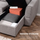 Linen-Look &#039;L&#039; Storage Sofa Bed - Light Grey
