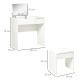 Makeup Desk with Drawer, Vanity Table Set with Flip-up Mirror and Cushioned Stool, White