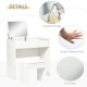 Makeup Desk with Drawer, Vanity Table Set with Flip-up Mirror and Cushioned Stool, White