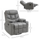 Thick Padded Faux Leather Recliner Armchair - Light Grey