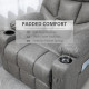 Thick Padded Faux Leather Recliner Armchair - Light Grey