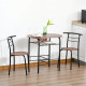 3-Piece Dining Table Set , Metal Frame Wood Top Breakfast Bar Table Set for 2, Dining Table w/Storage Shelf &amp; 2 chairs