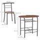 3-Piece Dining Table Set , Metal Frame Wood Top Breakfast Bar Table Set for 2, Dining Table w/Storage Shelf &amp; 2 chairs