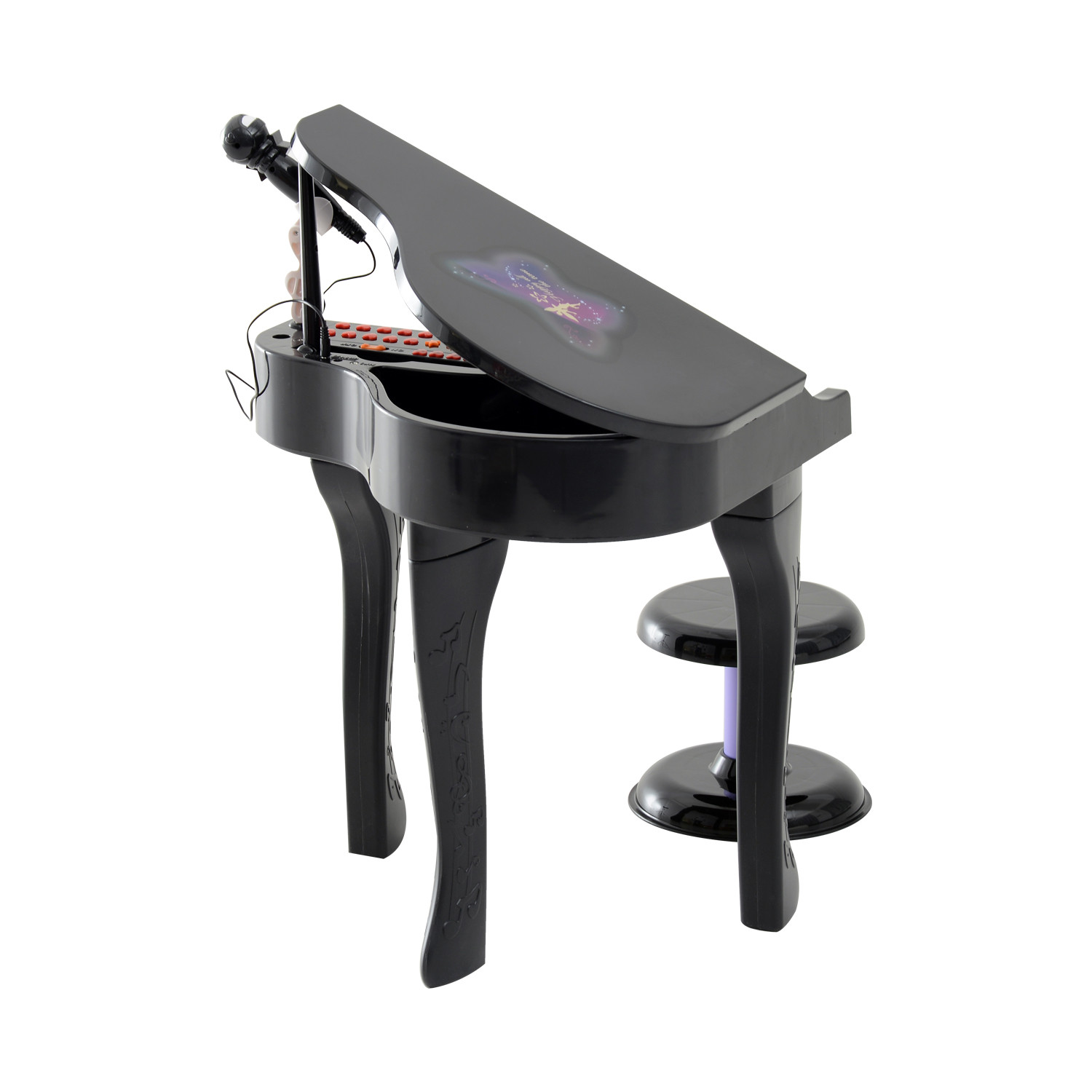 37 Keys Kids Mini Electronic Keyboard Children Grand Piano with Stool Microphone Light Musical Instrument Educational Game Toy S