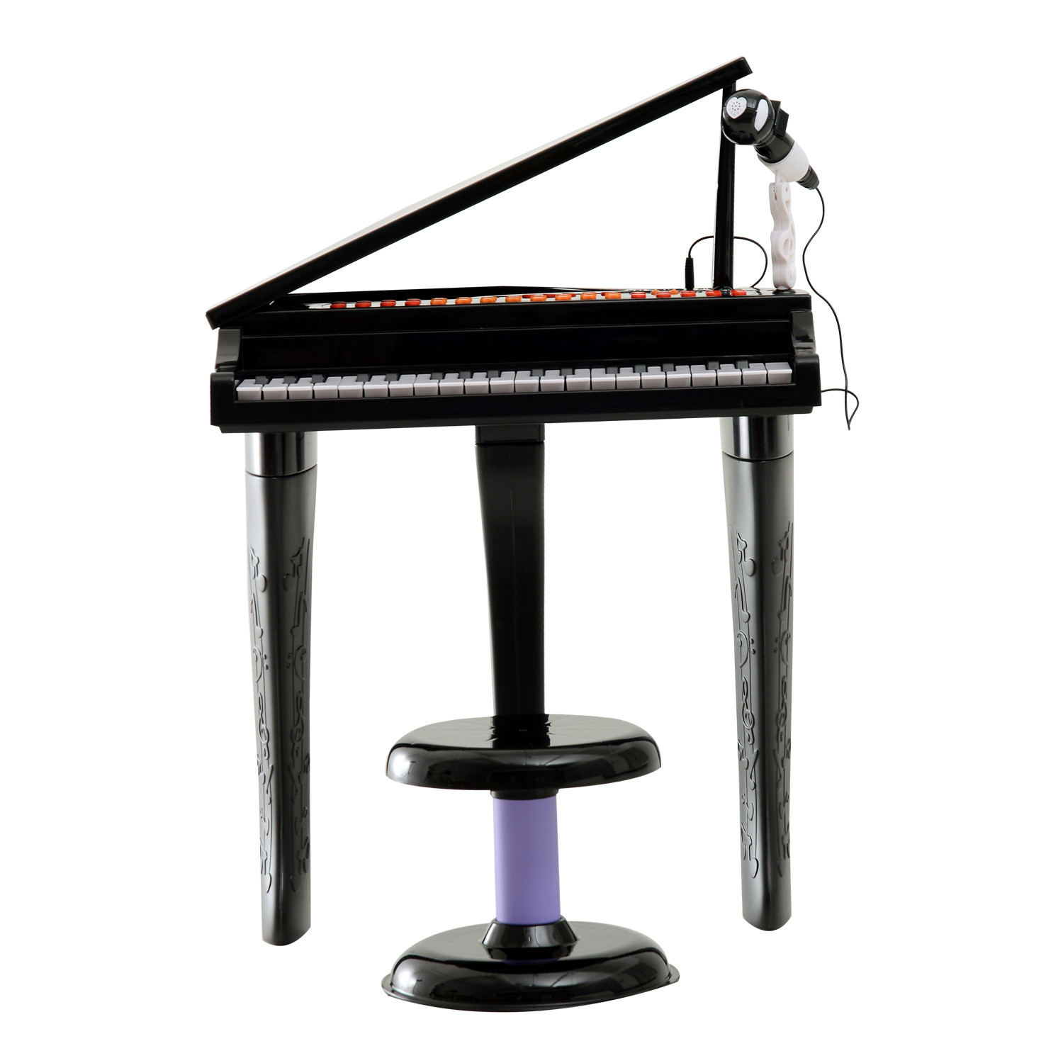 37 Keys Kids Mini Electronic Keyboard Children Grand Piano with Stool Microphone Light Musical Instrument Educational Game Toy S