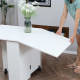 Folding Dining Table, Drop Leaf Table for Small Spaces with 2-tier Shelves, Small Kitchen Table with Rolling Casters, White