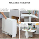 Folding Dining Table, Drop Leaf Table for Small Spaces with 2-tier Shelves, Small Kitchen Table with Rolling Casters, White