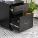 Two Drawer Filing Cabinet with Wheels- Black Wood Grain