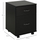 Two Drawer Filing Cabinet with Wheels- Black Wood Grain