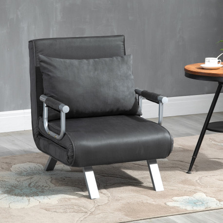 4-in-1 Faux Suede Chair Bed - Grey