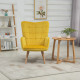 Modern Accent Chair, Upholstered Tufted Wingback Armchair with Seat Padding, Leisure Lounge Bedroom Chair with Wood Legs, Yellow