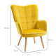 Modern Accent Chair, Upholstered Tufted Wingback Armchair with Seat Padding, Leisure Lounge Bedroom Chair with Wood Legs, Yellow