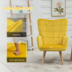 Modern Accent Chair, Upholstered Tufted Wingback Armchair with Seat Padding, Leisure Lounge Bedroom Chair with Wood Legs, Yellow