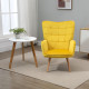 Modern Accent Chair, Upholstered Tufted Wingback Armchair with Seat Padding, Leisure Lounge Bedroom Chair with Wood Legs, Yellow
