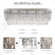 Modern Raindrop Crystal Chandelier, Round Rectangular hanging Ceiling Light, Linear Hanging Lighting with Stainless Steel Base, 