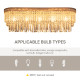 Modern Raindrop Crystal Chandelier, Round Rectangular hanging Ceiling Light, Linear Hanging Lighting with Stainless Steel Base, 