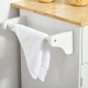 Modern Rolling Kitchen Island Storage Cart Utility Trolley with Rubberwood Top Two Drawers-White