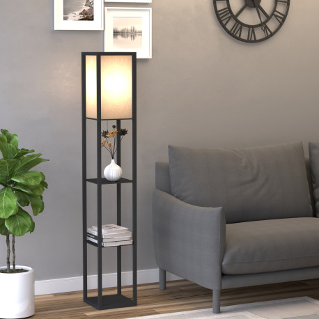 3-Tier Floor Lamp, Floor Light with Storage Shelf, Reading Standing Lamp for Living Room, Bedroom, Kitchen, Dining Room, Office,