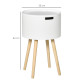 Modern Side Table with Hidden Storage Space, Round Night Stand with Removable Tray Wood Frame End Coffee Table for Living Room, 