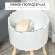 Modern Side Table with Hidden Storage Space, Round Night Stand with Removable Tray Wood Frame End Coffee Table for Living Room, 