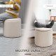 Modern Storage Ottoman with Removable Lid, Fabric Storage Stool, Foot Stool, Dressing Table Stool, Set of 2, Cream White