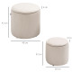 Modern Storage Ottoman with Removable Lid, Fabric Storage Stool, Foot Stool, Dressing Table Stool, Set of 2, Cream White