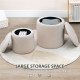 Modern Storage Ottoman with Removable Lid, Fabric Storage Stool, Foot Stool, Dressing Table Stool, Set of 2, Cream White