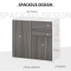 High Gloss Frame Sideboard, Side Cabinet, Push-Open Design with 2 Drawer for Living Room, Bedroom, Grey