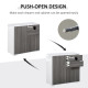 High Gloss Frame Sideboard, Side Cabinet, Push-Open Design with 2 Drawer for Living Room, Bedroom, Grey