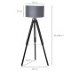 Modern Tripod Floor Lamps for Living Room with Fabric Lampshade, Standing Lamp for Bedroom Bulb not Included, Grey and Black