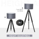 Modern Tripod Floor Lamps for Living Room with Fabric Lampshade, Standing Lamp for Bedroom Bulb not Included, Grey and Black