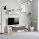 Modern TV Cabinet with Wall Shelf, TV Unit with Storage Shelf and Cabinet, for Wall-Mounted 65&quot; TVs or Standing 40&quot; TVs, White a