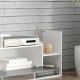 Modern TV Cabinet with Wall Shelf, TV Unit with Storage Shelf and Cabinet, for Wall-Mounted 65&quot; TVs or Standing 40&quot; TVs, White a