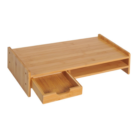 Monitor Riser Laptop PC Plinth Stand TV Computer Desktop Organiser W/ Drawer Bamboo