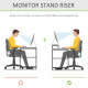 Monitor Riser Laptop PC Plinth Stand TV Computer Desktop Organiser W/ Drawer Bamboo