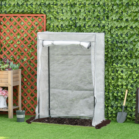 Outsunny 100 x 50 x 150cm Tomato Greenhouse with Roll-up Door, Mini Greenhouse with PE Cover, Outdoor Grow House Small Green Hou
