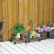 Outsunny 30L x 30W x 7Hcm 2 Pack Plant Stand with Wheels, Flowerpot Holder, Wooden Flower Display Stand for Indoor Outdoor Livin
